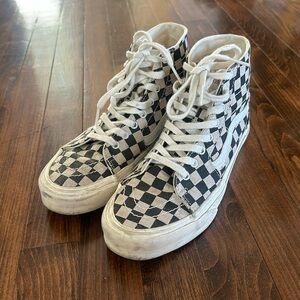 Vans Eco Theory Tapered Sk8-Hi in black and natural checkerboard
